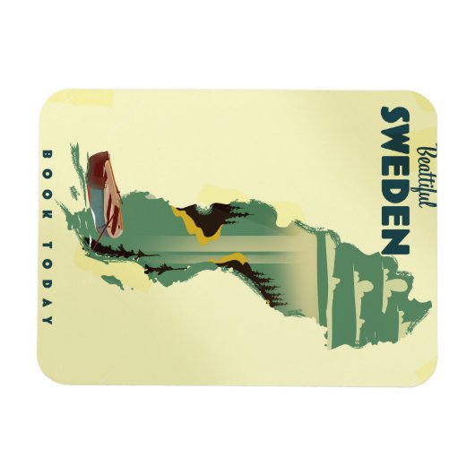 美しいスウェーデン旅行ポスター マグネット (横)