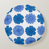 美しいスカイブルーフラワーラウンドピロー ラウンドクッション (裏面)