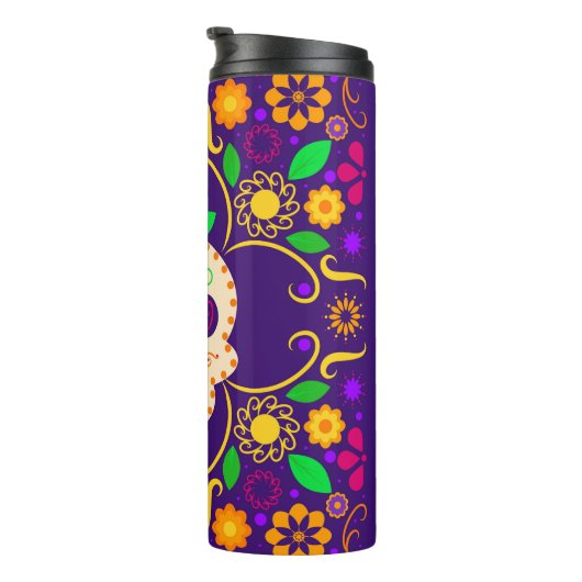 美しいスカルとフラワーズディアデロスムエルトス タンブラー (回転右)