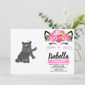 美しいスカーフの猫 - 背景色を選択してください 招待状 (スタンド正面)