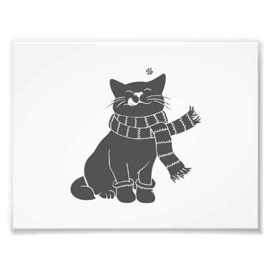 美しいスカーフ付き猫 – 背景色を選択 フォトプリント (正面)