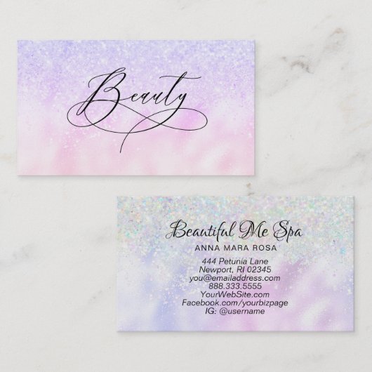 *～*美しいスクリファンシープトレインボーホログラムグリッター 名刺 (正面/裏面)