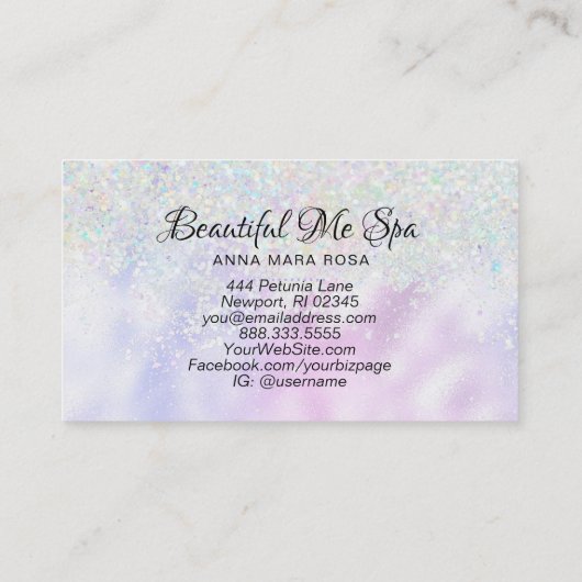 *～*美しいスクリファンシープトレインボーホログラムグリッター 名刺 (裏面)