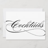 美しいスクリプトのカクテル ウェディング レセプション サイン 招待状 (正面)