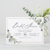 美しいスクリプトの緑のフレームブライダルシャワー 招待状 (スタンド正面)