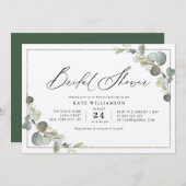 美しいスクリプトの緑のフレームブライダルシャワー 招待状 (正面/裏面)