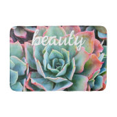 美しいスクリプトピンクグリーンサボテンの写真はっきりした モダン バスマット (正面)