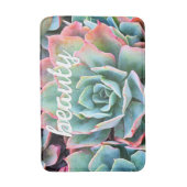 美しいスクリプトピンクグリーンサボテンの写真はっきりした モダン バスマット (正面縦)