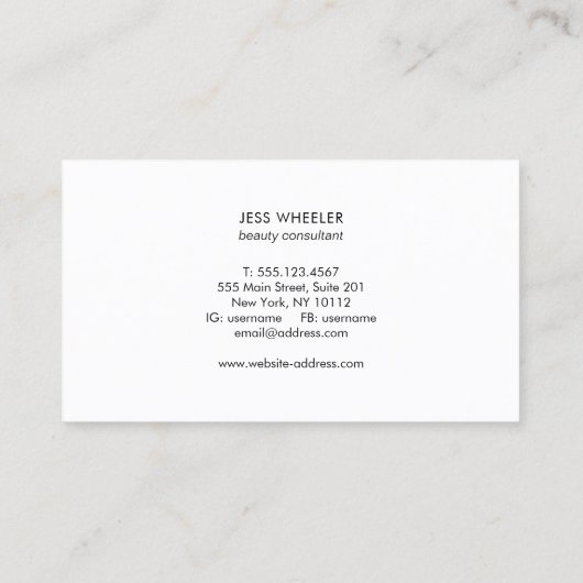 美しいスクリプトピンクヘアと美しいサロン 名刺 (裏面)