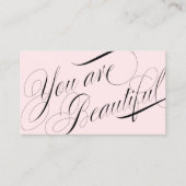 美しいスクリプトピンクヘアと美しいサロン 名刺 (正面)