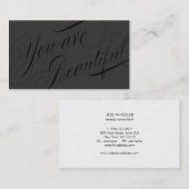 美しいスクリプトブラックヘアと美しいサロン 名刺 (正面/裏面)