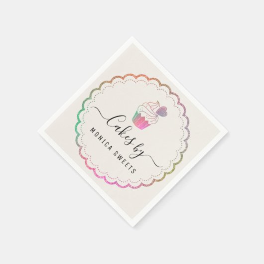 美しいスクリプトベーカリーのビジネス用ナプキン スタンダードカクテルナプキン (角)