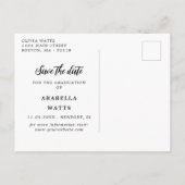 美しいスクリプト卒業の写真日付を保存 案内ポストカード (裏面)