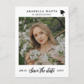 美しいスクリプト卒業の写真日付を保存 案内ポストカード (正面)