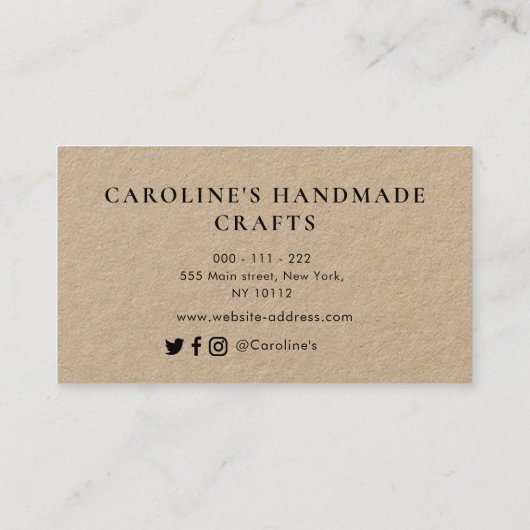 美しいスクリプト手作りのクラフトビジネス 名刺 (裏面)