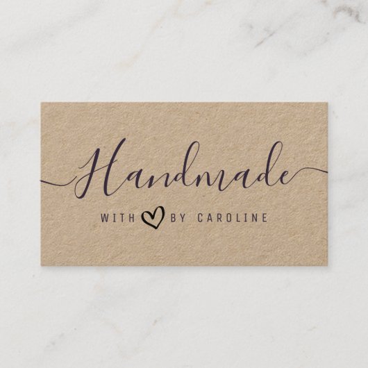 美しいスクリプト手作りのクラフトビジネス 名刺 (正面)