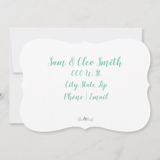 美しいスクリプト新生児写真アナウンスメントカード 案内状 (裏面)