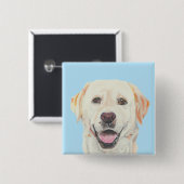 美しいスケッチイエロー・ラブラドール・レトリーバーボタン 缶バッジ (正面&裏面)