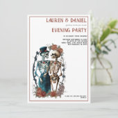 美しいスケルトンカップルQR結婚の夕べパーティー 招待状 (スタンド正面)