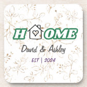 美しいスタイリッシュカスタムカップル名金ゴールドホーム コースター (正面)