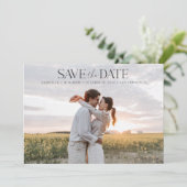 美しいスタイリッシュ文字オーバーレイ2つのカップル写真 セーブザデート (スタンド正面)