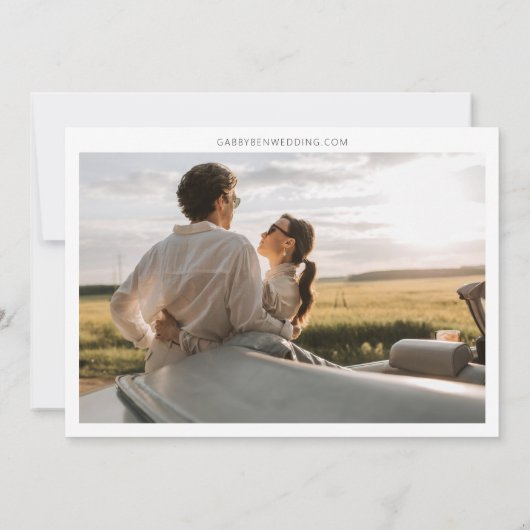 美しいスタイリッシュ文字オーバーレイ2つのカップル写真 セーブザデート (裏面)