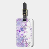 美しいスタイリッシュ紫のフローラ水色 ラゲッジタグ (正面縦)