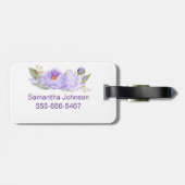 美しいスタイリッシュ紫のフローラ水色 ラゲッジタグ (裏面横)