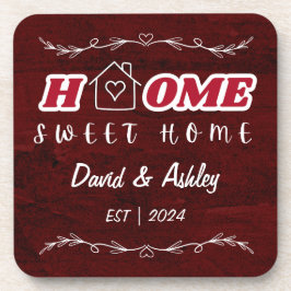 美しいスタイリッシュ赤カスタム色のカップル名ホーム コースター