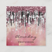 美しいスタジオヘアドレッサーメイクアップシルバーバラドリップ スクエア名刺 (正面)