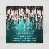 美しいスタジオヘアドレッサーメイクアップバラグリーン スクエア名刺 (裏面)