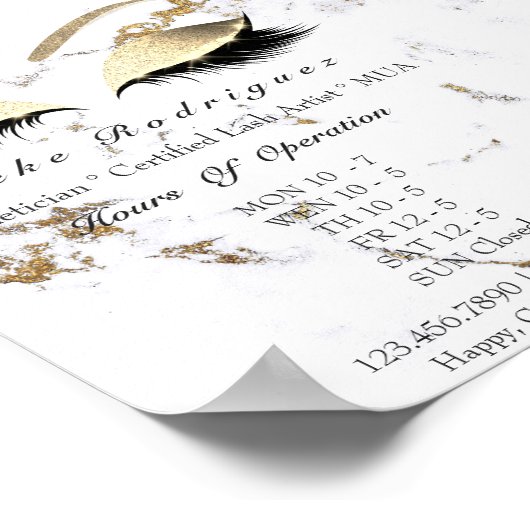 美しいスタジオ開館時間MUAエステティシャンの点滅 ポスター (角)