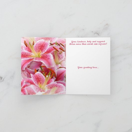 美しいスターリリー 感謝の気持ちを込めて クリスチャンの友へ カード (内部)