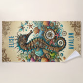 美しいスチームパンクお洒落シーホースをパーソナライズ ビーチタオル (正面)