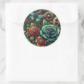美しいスチームパンクをテーマにしたギアとバラ ラウンドシール (バッグ)