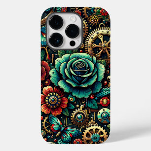 美しいスチームパンクをテーマにしたギアとバラ Case-Mate iPhone 14 PROケース