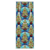 美しいステンドグラスのクリスマスツリーパターン ワインギフトバッグ (裏面)