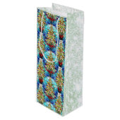 美しいステンドグラスのクリスマスツリーパターン ワインギフトバッグ (正面アングル)