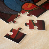 美しいステンドグラスのクリスマス出生シーン ジグソーパズル (側面)