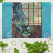 美しいステンドグラスの孔雀 キッチンタオル (折り畳み)