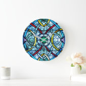 美しいステンドグラスエレガントノートルダムパリ ラージ壁時計 (ホーム)