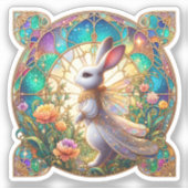 美しいステンドグラスファンタジーウサギ復活祭 シール (正面)