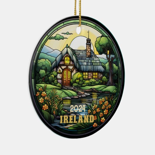 美しいステンドグラスフェイクアイルランドのお土産 セラミックオーナメント (右)