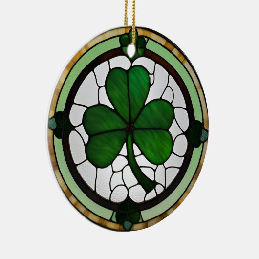 美しいステンドグラスフェイクシャムロック セラミックオーナメント (右)