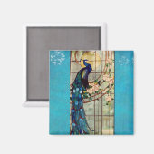 美しいステンドグラス孔雀 マグネット (正面/裏面)