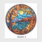 美しいステンドグラス秋シーンデカール シール (シート)