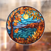 美しいステンドグラス秋シーン ウィンドウサイン (シート2)