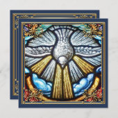 美しいステンドグラス窓の鳩の喪カード 招待状 (正面/裏面)