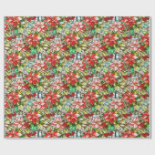 美しいステンドグラス赤い花模様 ラッピングペーパー (フラット)