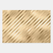 美しいストライプの金ゴールド結婚 ラッピングペーパーシート (正面3)